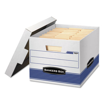 Bankers Box® Stor-file Medium-duty Letter-legal Storage Boxes, Letter-legal Files, 12.75" X 16.5" X 10.5", White-blue, 4-carton freeshipping - TVN Wholesale